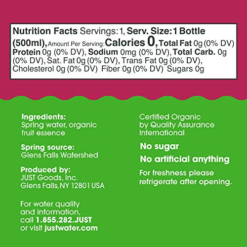 JUST Water Flavor Sampler Pack | Spring Water Infused with Organic Fruit - Eco-Friendly Boxed Bottled Water | Zero Sugar, Artificial Flavors,or Sweeteners, Alkaline pH of 8.0 | 16.9 fl oz (Pack of 12) - Thumbnail 7