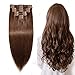 MY-LADY Double Weft 100% Remy Human Hair Clip in Extensions Full Head Thick Thickened Long Soft Silky Straight 8pcs 18clips for Women Beauty 14