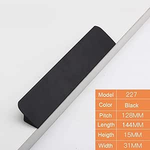 Tiradores de gabinete de TV oculto negro mate Tiradores de armario de