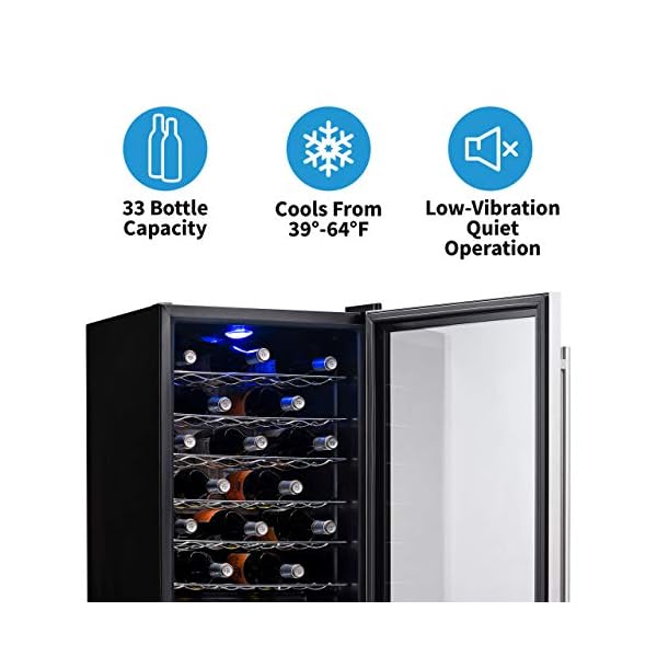 NewAir-Wine-Cooler-and-Refrigerator-33-Bottle-Freestanding-Wine-Chiller-Fridge-Stainless-steel-with-Glass-Door-AWC-330E