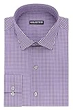 Kenneth Cole Reaction Unlisted by Men's Slim Fit Check Spread Collar Dress Shirt, Purple, 18