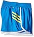 adidas Big Girls' Ultimate 3 Stripe Knit Short, Shock Blue/Shock Slime, Large/14