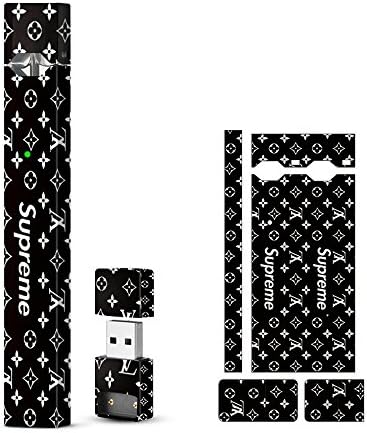 SHIODOKI 2 Pack Original Gucci Lv Supreme Drogan Dog Style JUUL Skin Decal for PAX JUUL-Protective Sticker For JUUL Wraps (Wrap Only, Device Is Not Included) (Black Supreme Lv)