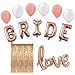 Bachelorette Party Decorations and Supplies Favor Kit | Rose Gold Bride and Love Balloon, 3 White 3 Rose Gold Latex Balloons w/Complete Rose Gold Hangover Veil Curtain - by Realm Essentials