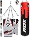 RDX Punching Bag UNFILLED Set Kick Boxing Heavy MMA Training with Gloves Punching Mitts Hanging Chain Muay Thai Martial Arts 4FT 5FT