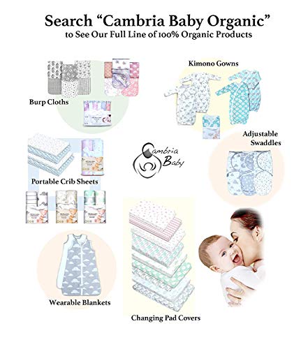 6 Pack Extra Large GOTS Certified Organic Cotton Burp Cloths, Unisex, Reversible, with 3 Layer Inner Fleece Absorbency, 10"x22", Neutral Patterns Boys and Girls