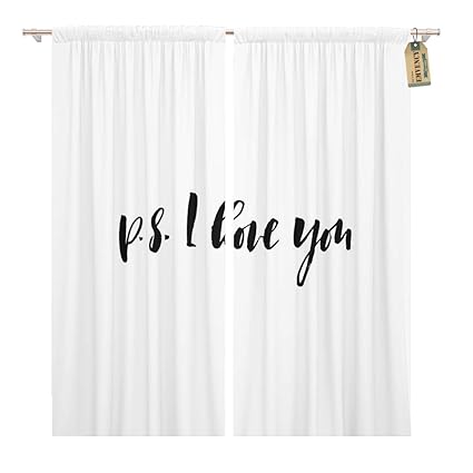 Amazon Com Golee Window Curtain P I Love You Ink Modern Black And