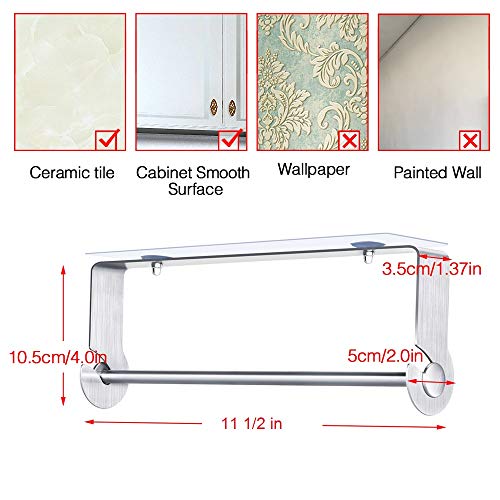 OGORI Paper Towel Holder Under Cabinet Strong Adhesive - for Kitchen Bathroom Durable Stainless Steel - No Drilling - Thumbnail 5