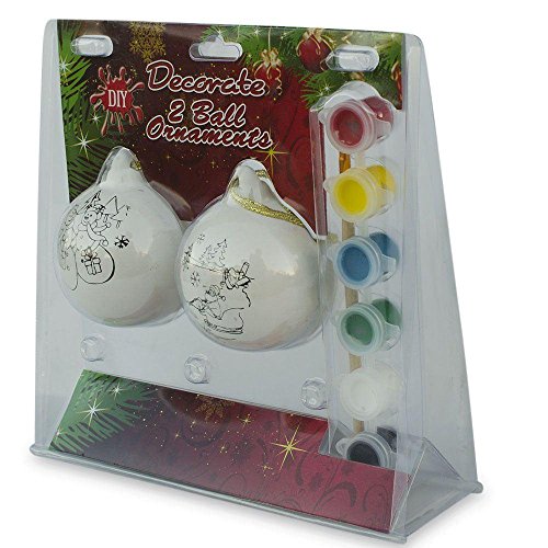 BestPysanky Set of 2 Paint your Own Santa Gypsum Christmas Ornaments