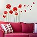 DNVEN Red Poppies Beautiful Flowers Wall Decals Stickers Vines and Butterflies Vinyl Removable High Definition Peel and Stick DIY for Living Rooms Nursery Bedrooms Children Rooms 16 inches x 28 inches