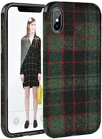 iPhone X Case,iPhone x Case For Girls, Custype TPU Soft Slim Ultra-thin Durable Protective Stylish Flannelette Case for Apple iPhone 10/iPhone X (5.8 inch) (Dark Green Plaid)