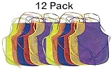 12 Pack Children’s Apron 13 X 19 Inches With 14 Inch Ties Assorted Colors, For Art And Baking - Great For Kitchen, Classroom, Arts & Crafts, Painting Activity – By Kidsco