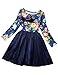 NNJXD Girl Tulle Long Sleeve Printed Bowknot Formal Casual Dress