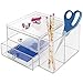 mDesign Office Supplies Desk Organizer for Scissors, Pens, Markers, Highlighters, Tape - 2 Drawers & Caddy, Clear