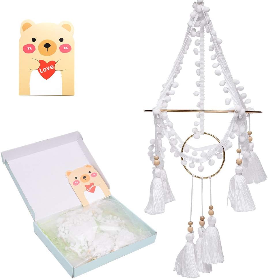 SUMJULY White Dream Catchers Handmade Tassel Wind Chime for Kids Room Crib Space Mobile Hanging Decoration Crafts Gift Idea