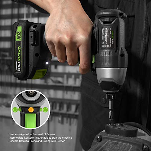 GALAX-PRO-Kit-Combinado-Taladro-Atornillador-Atornillador-Impacto-20V-Baterias-13Ah-con-Cargador-2-Velocidades-Luz-de-trabajo-LED-2-x-Hebillas-de-Cinturn-Bolsa-de-TransporteGPD6001