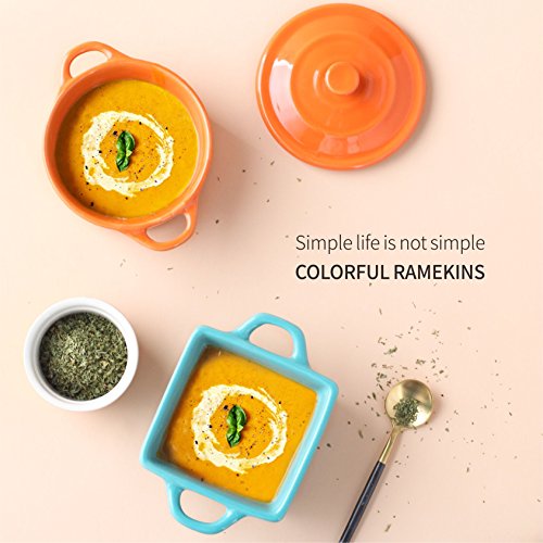 LIFVER Ramekins with Lids,8 oz Creme Brulee Ramekins,Ramekins 8 oz Oven