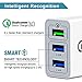Fast Wall Charger QC 3.0 USB Quick Charge 3 Ports Tablet iPad Phone Charger Adapter Travel Plug Compatible iPhone X/Xs/XS Max/XR/8/8+/7P/7/6/5 Samsung S8/S7/S6/Edge/LG HTC