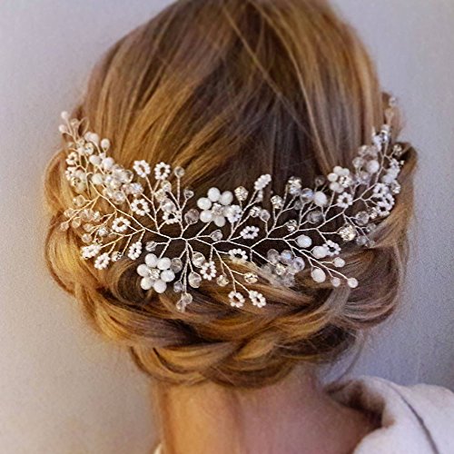 Kercisbeauty Women Wedding Headpiece for Bride Wedding Bridal Crystal Hair Vine Winter Headband Wreath Prom Hair Accessory - Thumbnail 5