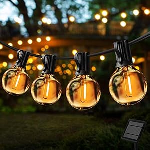 Lichtsnoer op Zonne-Energie voor Buiten,G40 Leds,7.62 Meter,4 Modi, IP44 Waterdicht,Buiten/Binnenverlichting,Solar…
