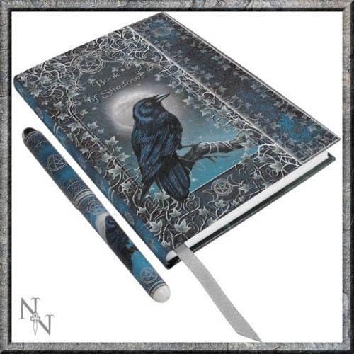 Spells Shadows Raven Hard Cover Journal Book With Pen 6.75"H