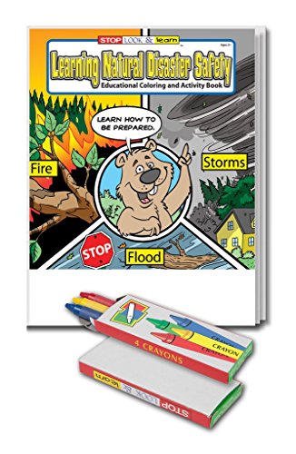 Learning Natural Disaster Safety Kid's Coloring Book and Crayon Set in Bulk (25-pack)