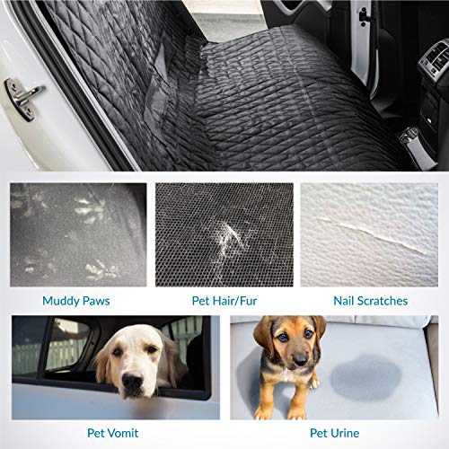 Petsure 100% Waterproof Dog Car Seat Covers and Protectors - Washable Non-Slip Pet Cars Seat Covers - Universal Leather Bench Seat Covers for Trucks and SUVs (Black, 55x47 inches) - Thumbnail 6