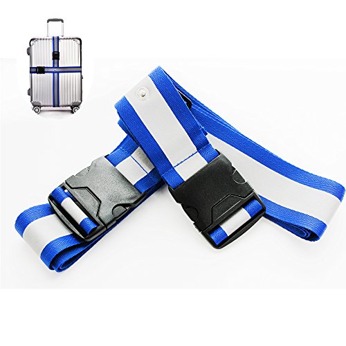 RUNMO 2 Pack Adjustable Travel Luggage Reflective Strap & Cross 16"-32" Suitcase Belt
