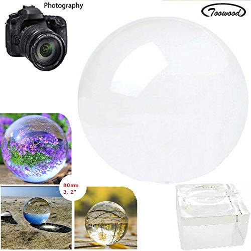 Toowood K9 Dia 80mm/3.2" Crystal Ball with Stand and 60mm/2.4" Prisms Optical Glass Triangular Prism Pyramid for Photography Decoration Birthday Gift Teaching