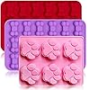 3-pack siliconen ijsvormen trays met puppy hond poot en botvorm, bakvormen maker DIY chocoladesuikergoed bakvorm – roze…
