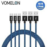 Micro USB Cable, 3Pack 10FT Nylon Braided Tangle-Free High Speed Charging Cord for Samsung, Nexus, LG, Motorola, Android Smartphones and More-[Blue+Black] (Electronics)