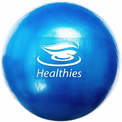 Healthies Small Exercise Ball - 9 Inch Fitness Ball for Physical Therapy, Pilates, Yoga, Barre, Stability Ball, Shoulder and Core Training - with Straw