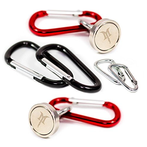 UPC 804551238529, Super Strong Neodymium Carabiner Magnet Set - Kit Includes 2 Industrial Strength Ndfeb Magnetic Bases w/ Split Rings, 6 Rustproof Snap-Hook Hangers (3 sizes, 2 ea), Best w/ Keychain Refrigerator Keys