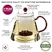 Teabloom Amore Glass Teapot Stovetop Safe Teapot with Removable Infuser (34 OZ) Two Blooming Tea Flowers Included