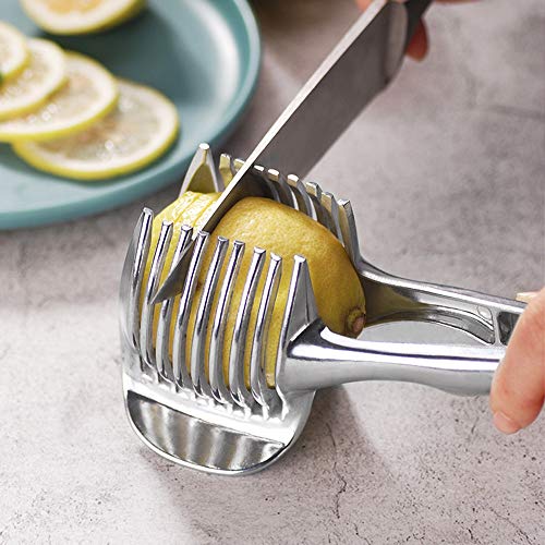 Tomato Slicer Lemon Cutter Stainless Steel Kitchen Cutting Aid Holder Tools For Soft Skin Fruits And Vegetables,Home Made Food & Drinks