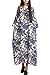 Mordenmiss Women's Printing Dress Travel Line Clothing Large Style 1-Blue