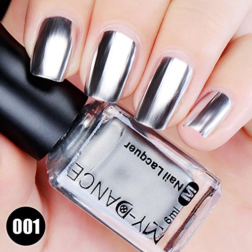 DZT1968 6ml Flow Gold no cracking Mirror Chrome Effect Nail Polish Foil glossy Glitter Silver (A)