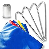 Inflatable Bounce House Hold Down Stakes and Professional Vinyl Repair Patch Kit