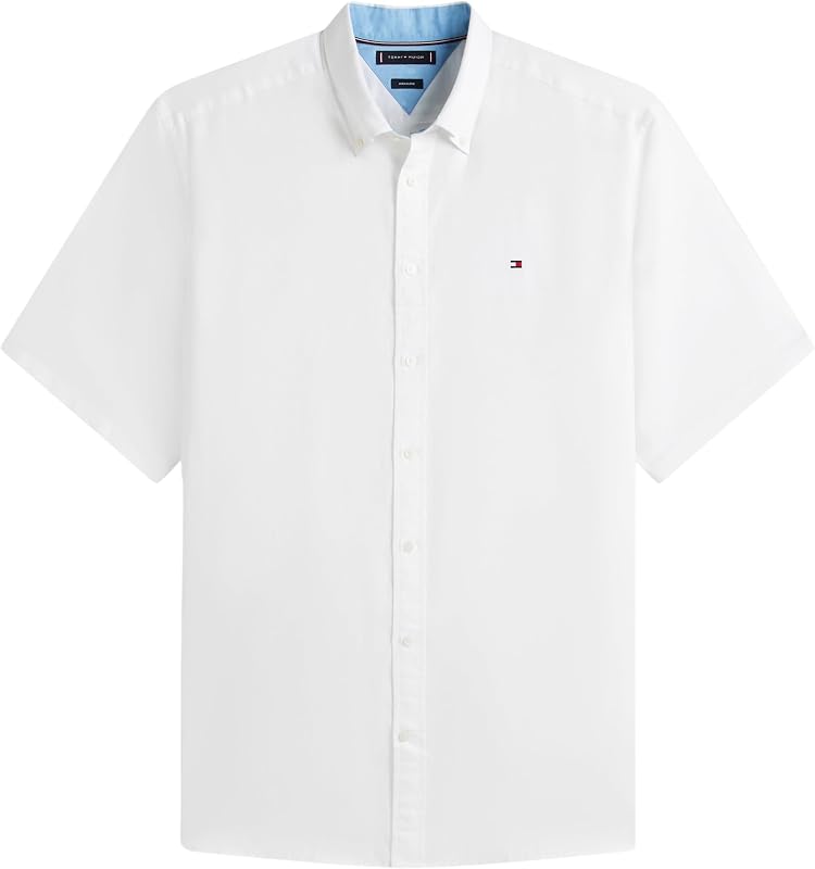 Camisa Hombre Linen Solid Manga Corta, Blanco (White), 2XL — foto 6 de 6