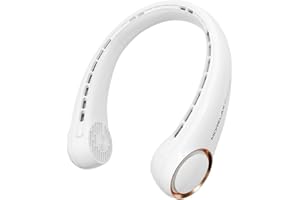 Morelax Neck Fan, USB Rechargeable Personal Fan, 3 Speeds Adjustable, Large air outlet Powerful Strong Wind, Adjustable, 360° Cooling, Super Quiet, No Blade Design, No Hair Twisting, Small, White