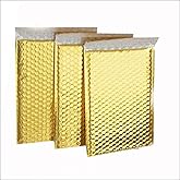 ProLine Glamour Metallic Gold Poly Bubble Mailers Envelopes Self Sealing Bags #000 4x8 Extra Wide (25)