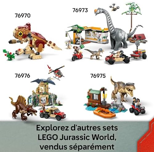 Jurassic World Le Vélociraptor et l’Évasion en 4x4, Jouet sur Le Thème des Dinosaures, Set de Construction et d’Aventure pour Enfants avec Véhicule, Cadeau pour Garçons et Filles dès 6 Ans 76972