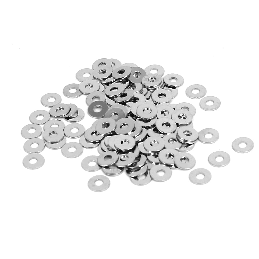 sourcingmap M1.4 x 4mm x 0.3mm Nickel Plated Flat Washers Spacers Gaskets Fastener 100PCS