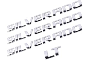 KINGBOO 3D Raised and Strong Adhesive Decals Letters Badge Compatible with Silverado LT 1500 2500Hd 3500Hd - Silver