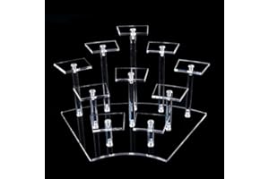 Mairuker 10-Tier Clear Acrylic Display Riser for Cupcake, Versatile Display Shelf Compatible with Funko Pop Action Figures, Beautiful Stand for Collection, Jewelry, Cosmetics, Dessert