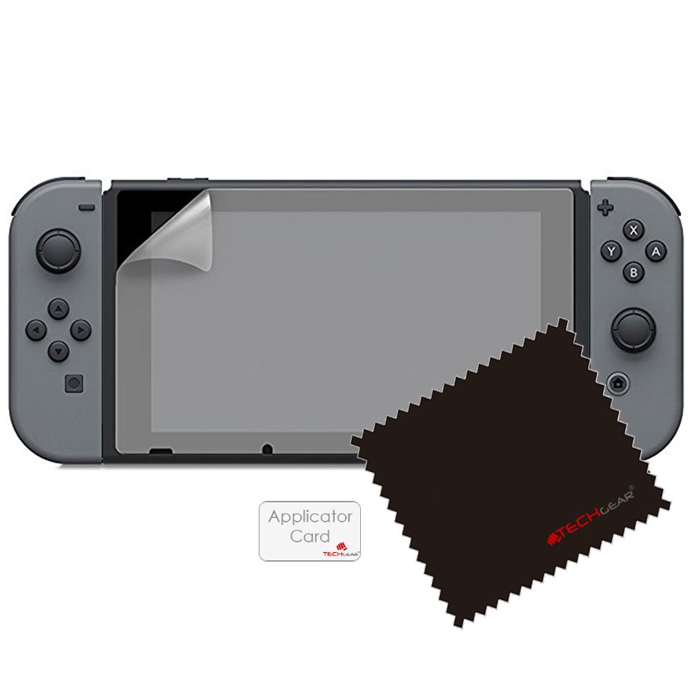 TECHGEAR [3 Pack Screen Protectors for Nintendo Switch, Clear LCD Screen Protector Guard Covers with Cleaning Cloth & Applicator Card