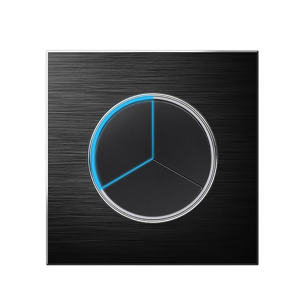 Circle 1/2/3/4 gang 2 way Push Button Wall Light Switch Glass Step Light LED Indicator (black aluminum 3 gang 2 way)