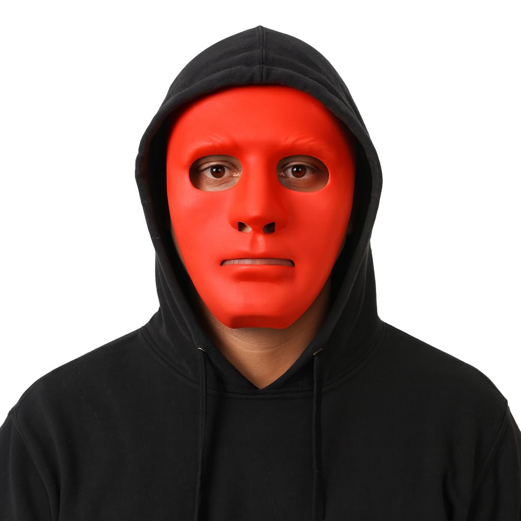 Komonee 1 x Halloween Mask Plain Red Costume Adult Outfit Scary Spooky Horror Party Face Fancy Dress Cosplay For Men Women — image 1