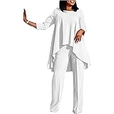 ANICECUT Plus Size 2 Piece Sets for Curvy Women Sexy Fall Long Sleeve Tops Wide Leg Pants Sets Sweatsuits Casual Tracksuits