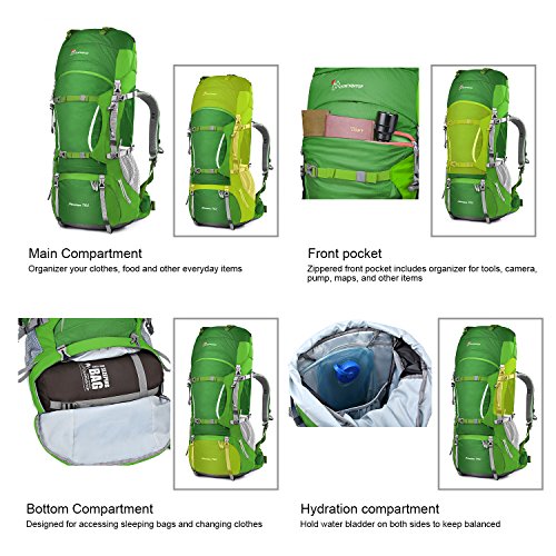 Mountaintop 70L/75L Internal Frame Hiking Backpack Pricepulse